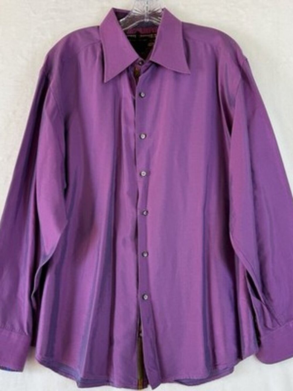 Robert Graham Shirt 2XL Long Sleeve Mens Purple Iridescent Button Up Flip Cuffs